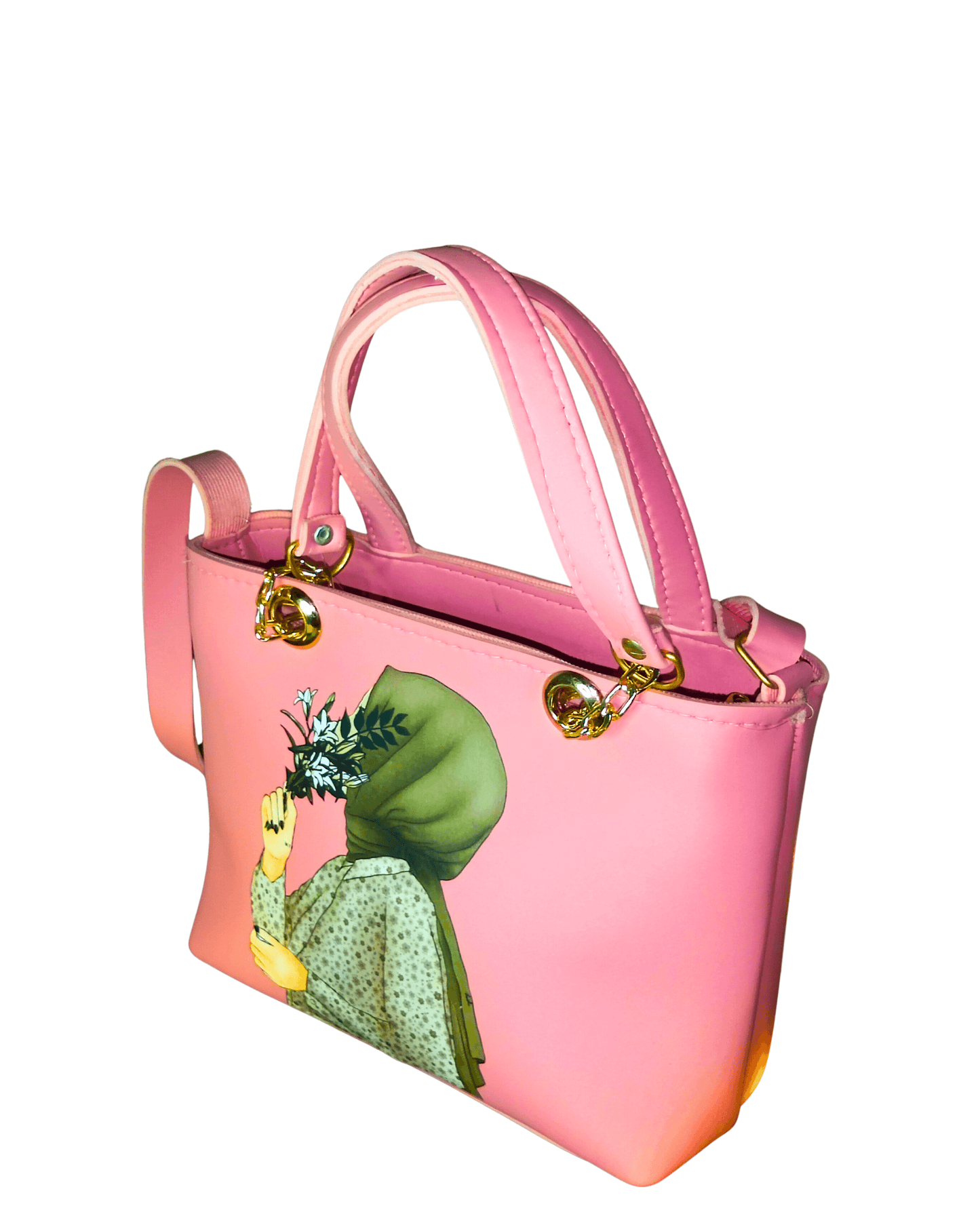 Pink Color Trendy Handbag with Hijabi Girl Print for Women - SH Spark PK