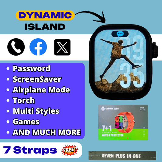 Crown G200 Smartwatch – 7 Free Straps + Charger | Bluetooth Calling Watch - SH Spark PK