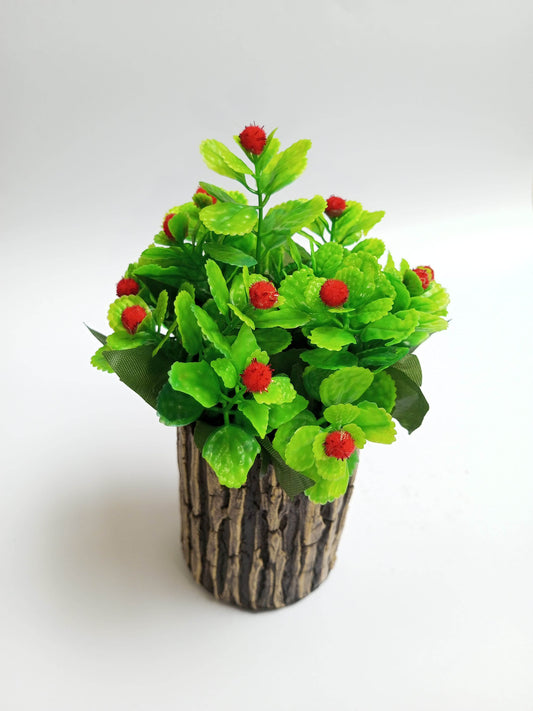 Beautiful Pots with Wood Like Design with Artificial Leaves and Fruits - SH Spark PK