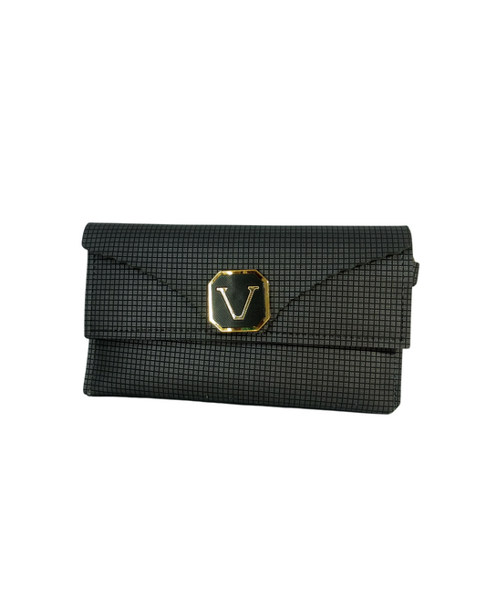 Dark Grey Color Clutch for Women with 2 Pockets and 1 Inner Zip.