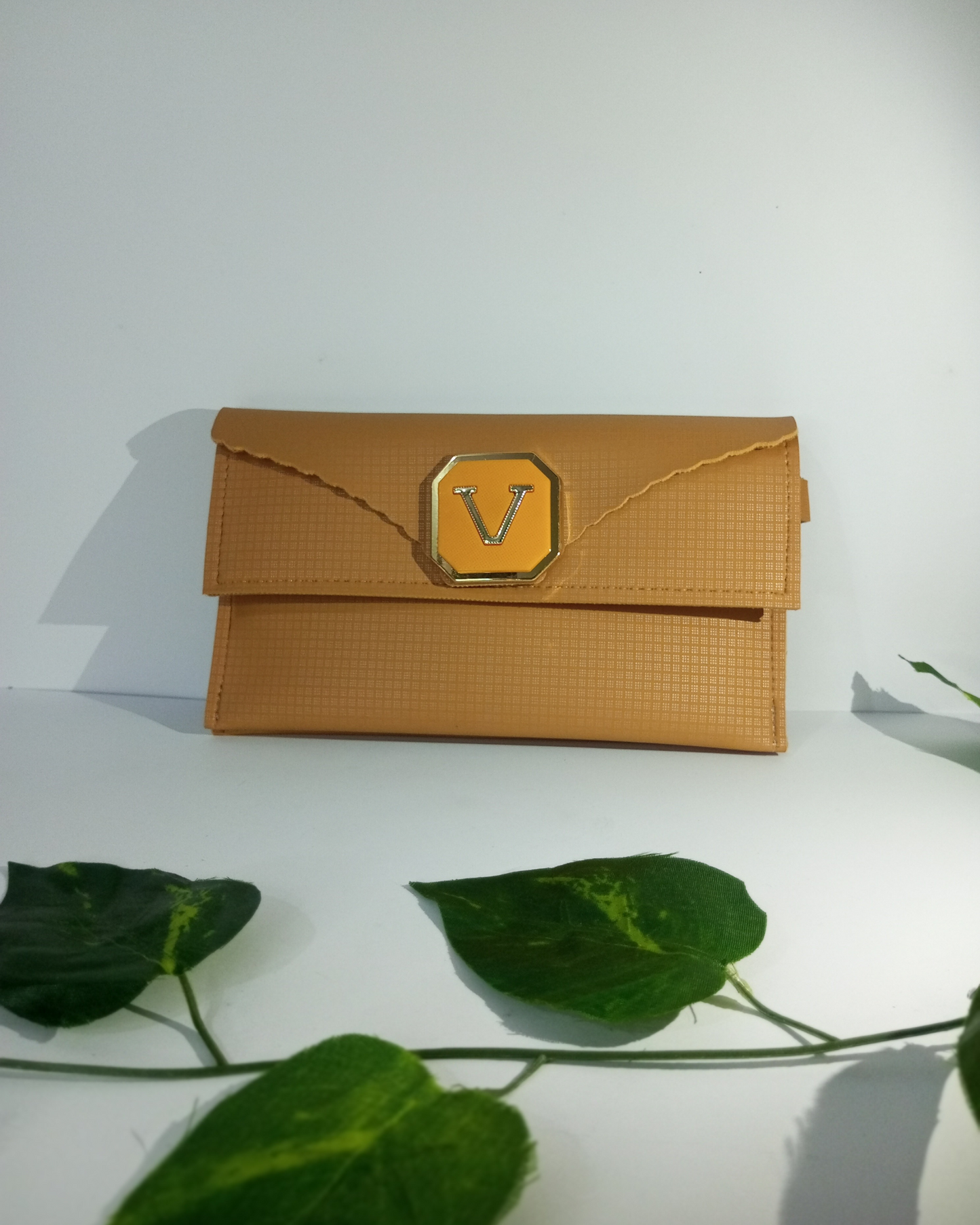 Yellow Color Clutch for Women with 2 Pockets and 1 Inner Zip