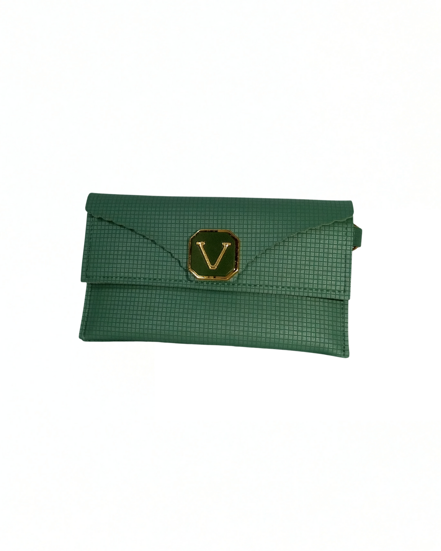 Green Color Clutch for Women with 2 Pockets and 1 Inner Zip
