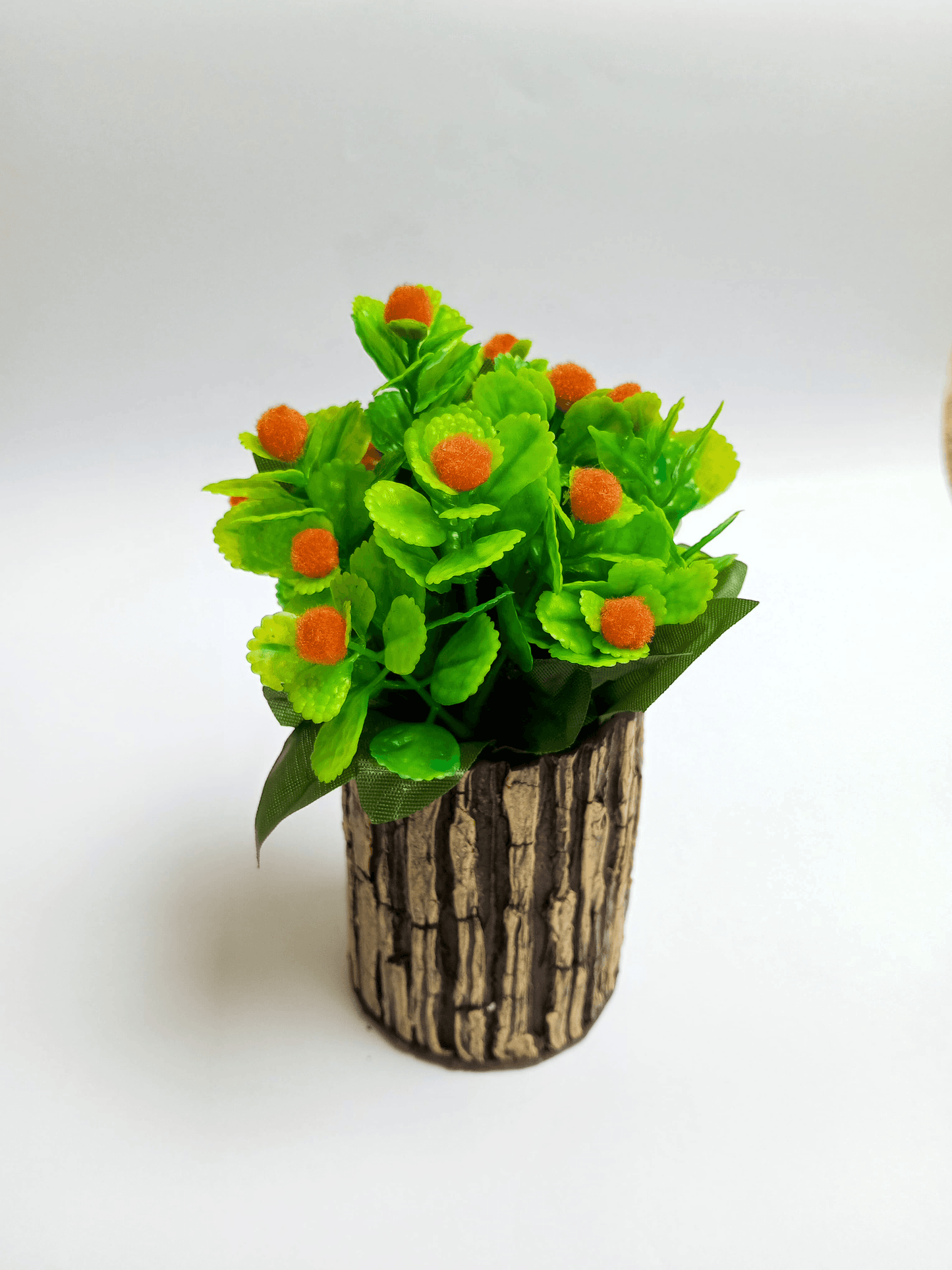 Beautiful Pots with Wood Like Design with Artificial Leaves and Fruits - SH Spark PK