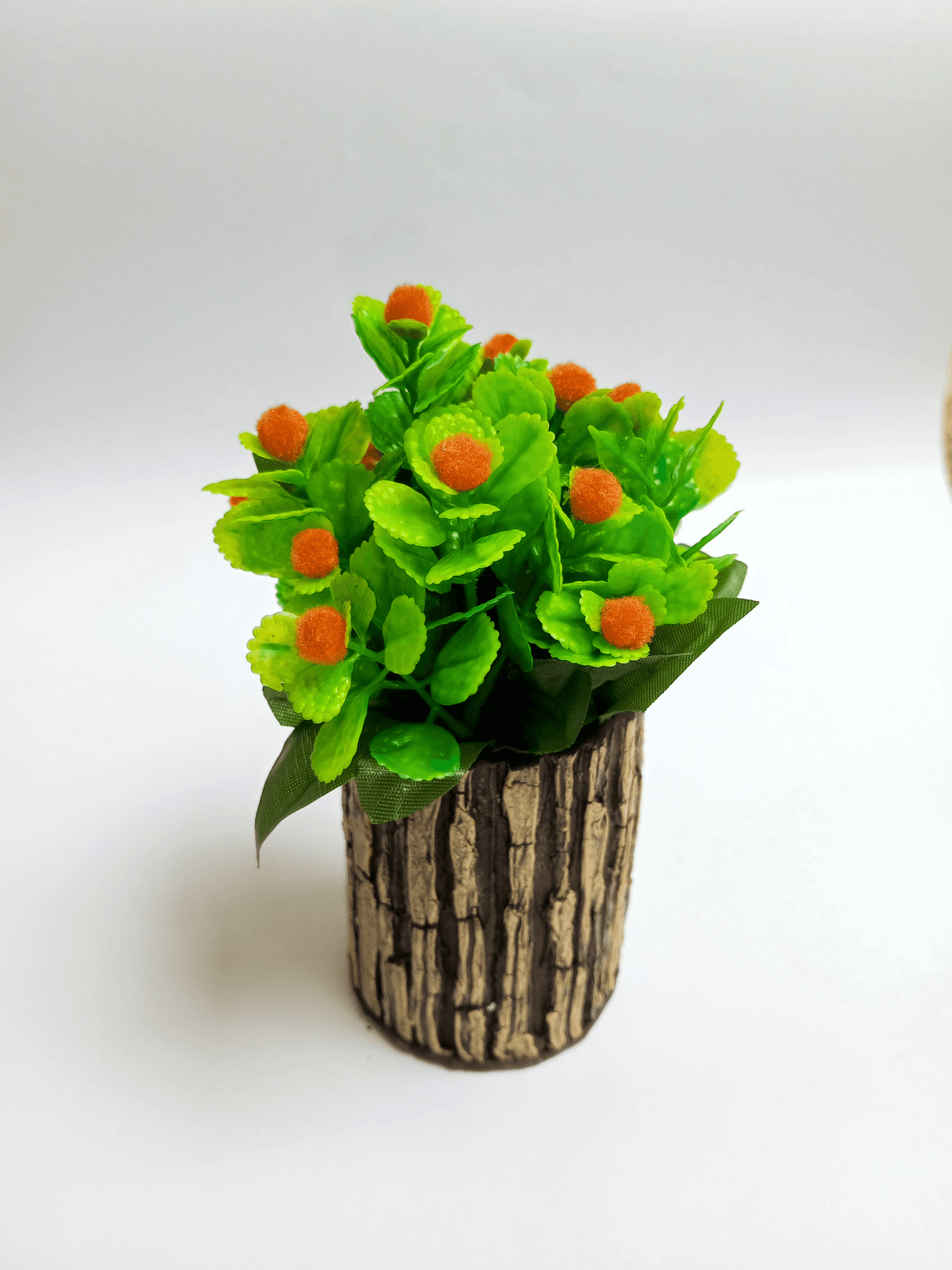 Beautiful Pots with Wood Like Design with Artificial Leaves and Fruits - SH Spark PK