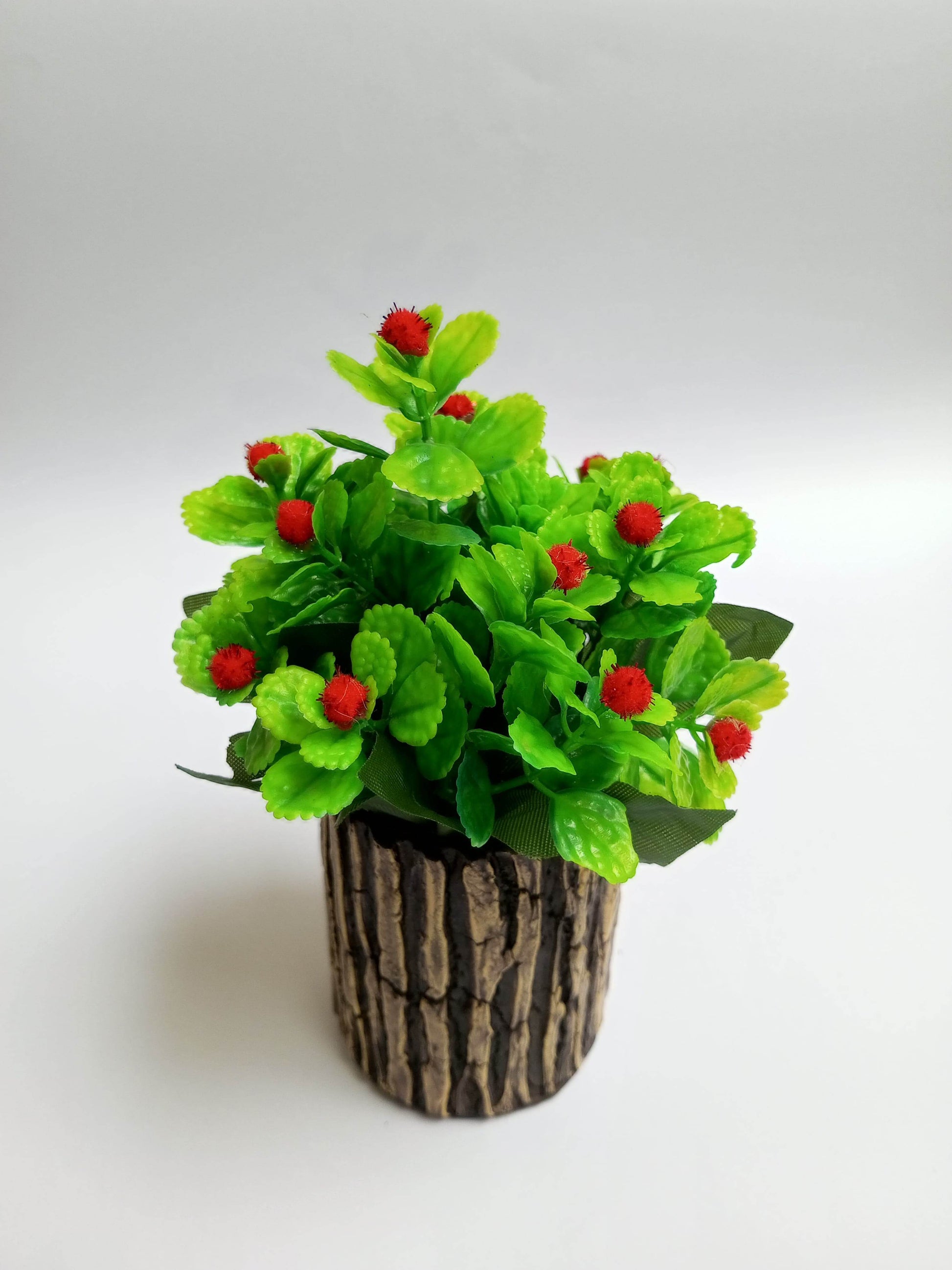 Beautiful Pots with Wood Like Design with Artificial Leaves and Fruits - SH Spark PK