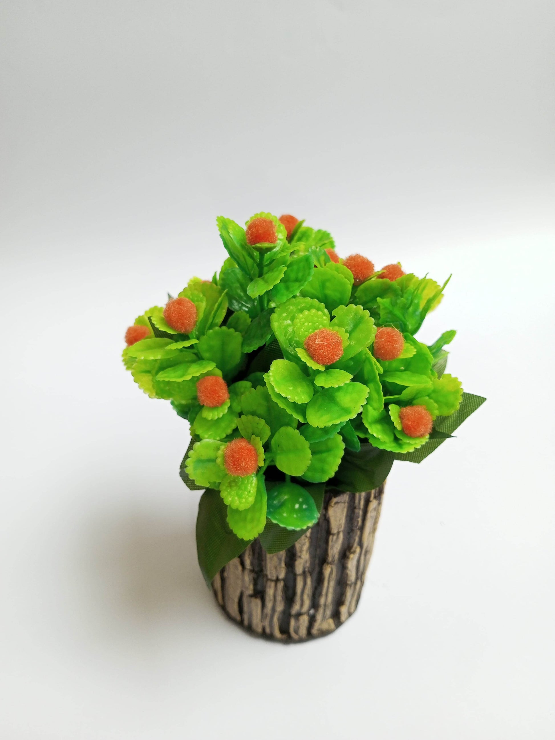 Beautiful Pots with Wood Like Design with Artificial Leaves and Fruits - SH Spark PK
